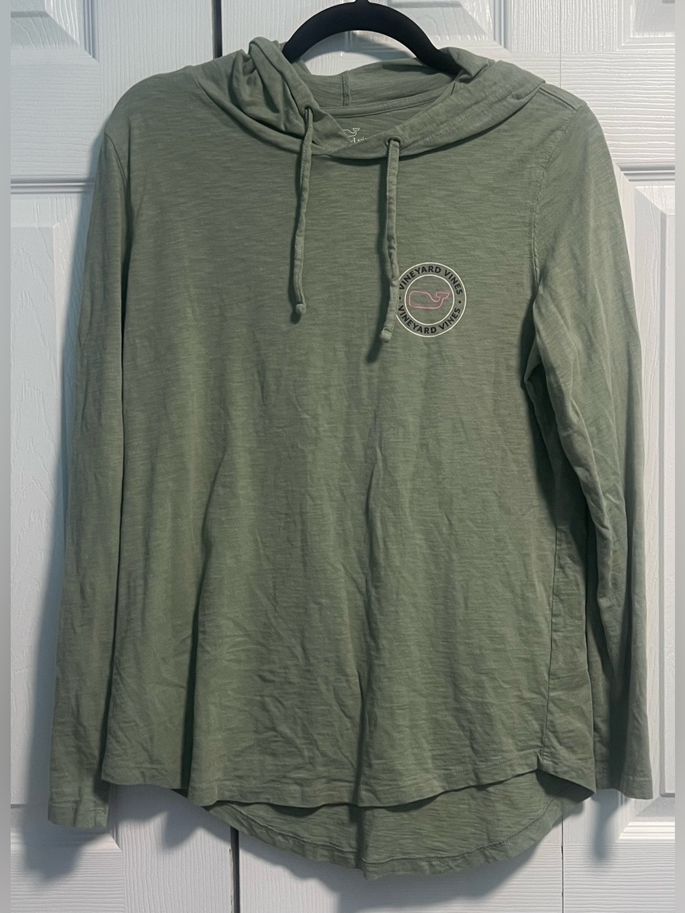Vineyard Vines Women's Long-Sleeve Hooded Tee in Sage Green